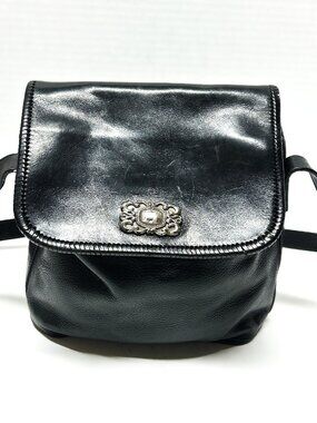 Fossil black leather shoulder bag / cross-body